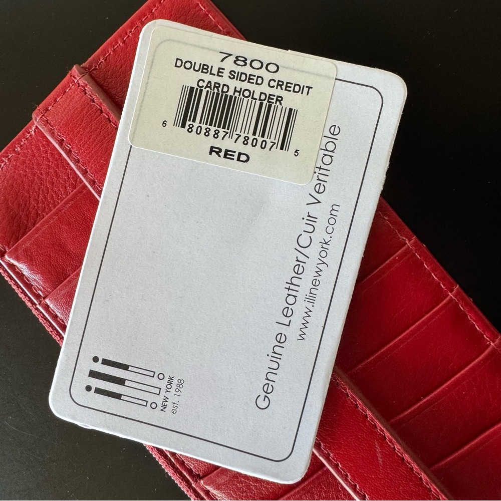 NWT Leather New York Red RFID Blocking Wallet card holder with zipper coin purse - Picture 9 of 9